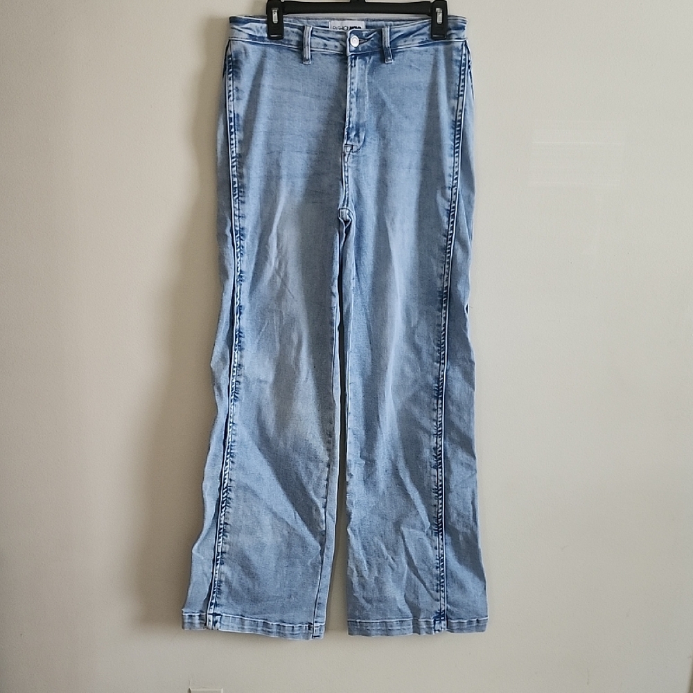 Fashion Nova Sky Blue Wide Leg Jeans High Stretch Womens 11